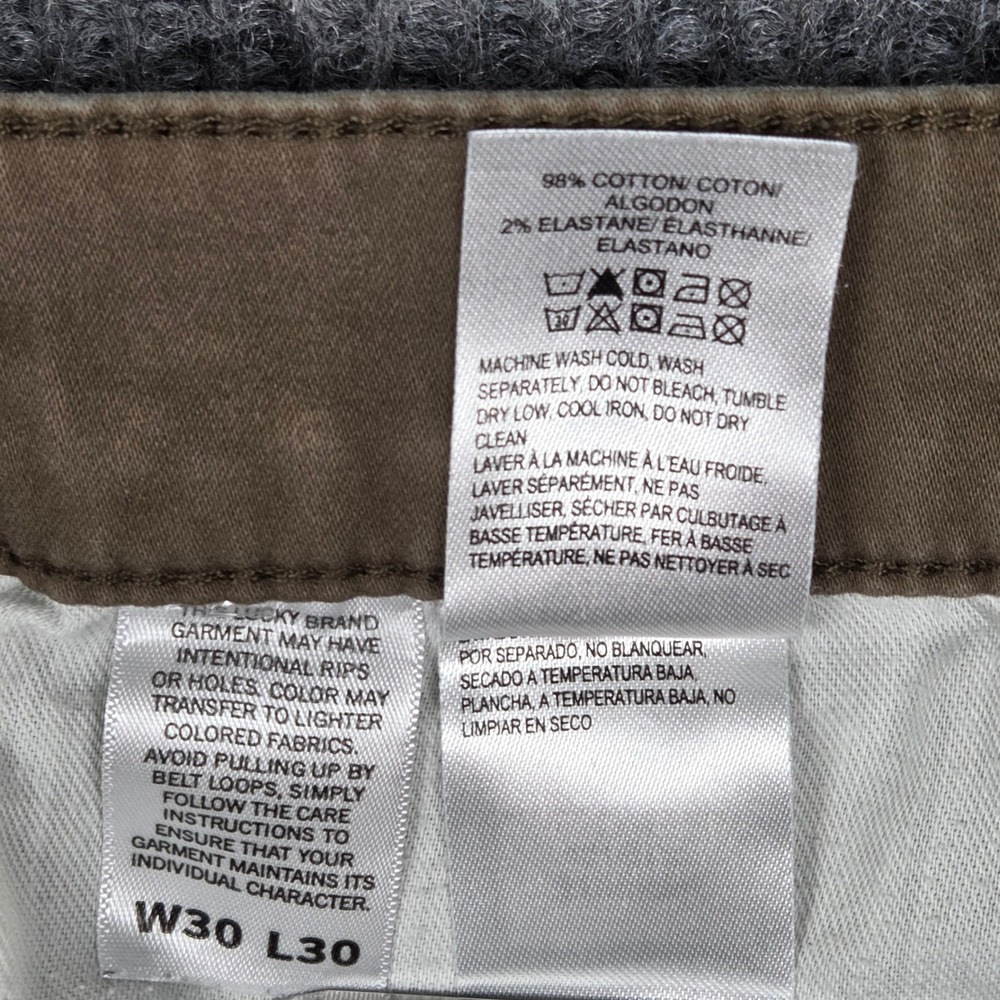 Lucky Brand 121 Slim Straight Mens 30x30 Brown Taupe Stretch Pants 26956 - Picture 5 of 10